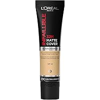 L'Oréal Paris Fondotinta Infaillible 32H Matte Cover, Make-Up dal Finish Matte Copertura Totale sulla Pelle, 200 Sable Doré, 