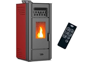 SANNOVER THERMIQUE Sannover Anita - Estufa de pellets de aire, 10 kW, Burdeos