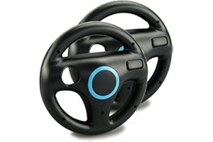 smardy 2x Lenkrad für Wii Fernbedienung, Schwarz, Racing Wheel für Rennspiele Kompatibel mit Nintendo Wii, Wii U Controller für Mario Kart Spiele, Racing Games