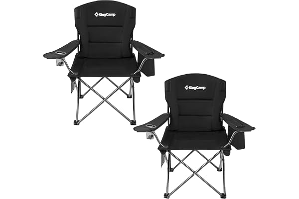 KingCamp Chaise de Camping avec Sac Isotherme et Porte-gobelet, chaises de Camping pour Adultes, chaises Pliantes d'extérieur pour Jardin, Pique-Nique, randonnée, intérieur, capacité de 136 kg