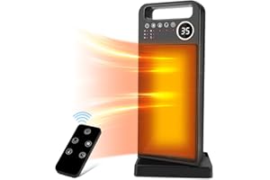 FUNKPROFI Radiateur soufflant céramique 2000W à économie d'énergie, chauffage électrique avec télécommande et minuterie, appareil de chauffage électrique, protection contre la surchauffe, 3 niveaux de chauffage