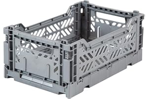 AYKASA Ay-Kasa Klappkiste, stabile Faltkiste aus Kunststoff, stapelbar, Grey, Mini (27x17x11cm)