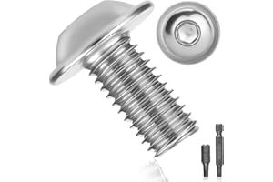 PYROCLASIA 15 Pièces Vis M8 Boulon Inox M8x20mm Vis à Tête Poelier Bombée Avec Bride et Six Pans Creux A2 V2A Vis à Métaux Bouton Vis à Tête Hexagonale Acier Inoxydable Entièrement pour Génie Mécanique