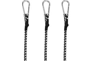 ZUYEKWXS Spanngummi - mit Haken/Karabiner, Expander - Gepäckspanner - 3er Set 100cm Gummispanner schwarz, Gummiseile/Planenspanner für Fahrrad/Auto/Camping/Tarps (HEI)