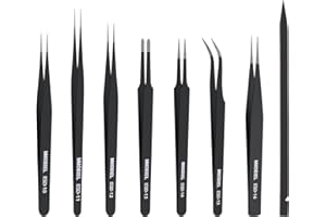 MMOBIEL 7x Pinzetten Set rostfrei Antistatisch für Computer, Elektronische Reparaturen, Schmuck, Labor, Präzisionsarbeit