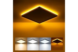‎BLNAN BLNAN LED Deckenleuchte Flach, 18W Deckenlampe mit 2000K Nachtlicht, 1800LM Warm Neutral Kalt Weiß 3000K/ 4000K/ 5000K, Panel für Flur Schlafzimmer Küche Balkon Keller Büro, Ultradünn 22CM Eckig