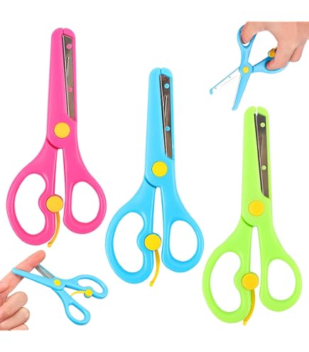 4 Pezzi Forbici di Sicurezza per Bambini, 13,7 cm Forbici per Carta in Plastica, ForbiciCarta per Bambini Dai 2 Anni in Su, Portatili Forbici Artigianali con Lama in Plastica