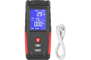 LEERCHUNAG EMF Messgerät, Tragbarer Digitaler Elektrosmog & Radioaktivität messgerät, wiederaufladbare Geisterjagdausrüstung, tragbarer EMF Detektor für Zuhause/im Freien, LED Licht und Tonalarm Schwarz