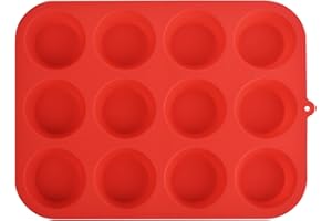 Zuvo Silicon Muffin Tray 12 Cups - Non Stick Baking Trays for Cupcakes & Brownies - (23x31cm) Red Baking Moulds for Muffin