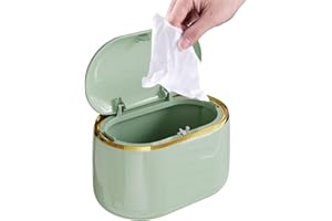 gaoduanluoluo Tischmülleimer mit Deckel, Tischabfalleimer Klein 2L, Mini Tisch Mülleimer für Büro, Kinderzimmer, Schreibtisch, Bad, Küche (Grün)