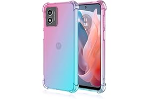 EASSGU Funda para Motorola Moto E14 / G04S / G04 / G24 / G24 Power (6.5" Inches), Carcasa Protectora de Color Degradado Transparente, Case para Teléfono Anticaída y Antiarañazos - Rosado Verde