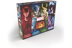 USAopoly Marvel Dice Throne 4-Hero Box with Scarlet Witch; Thor; Loki & Spider-Man - 2-4 Player Competitive Dice Game | The OP Games | English
