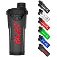 Alpha Designs | Protein Shaker Bottle 750ml with Leakproof Screw Cap | Pre Workout Gym Bottle Shaker for Protein Shakes | BEAST Black