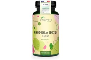 Rhodiola Rosea Vegavero® | 1200 mg (Extrait 6:1) | 120 Gélules (4 MOIS) | Anti Stress + Fatigue + Mémoire | RHODIOLIFE® | 3% Rosavine + 1% Salidroside | SANS ADDITIFS et VEGAN