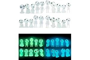 QLEUIFT 20 Pezzi Diversi Accessori da Giardino Che Si Illuminano al Buio, Albero Elfi, Decorazione da Giardino in Miniatura, Luminoso Fantasma Mononoke