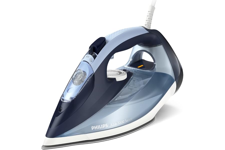 Philips Azur Serie 7000 Ferro da stiro con caldaia - 2800 W, Vapore continui 50/min, Colpo di vapore da 250 g, vapore verticale, piastra SteamGlide Plus, Blu/Azzurro (DST7020/20)