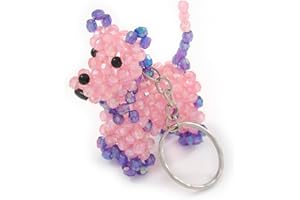 Avalaya Pink/Purple Glass Bead Scottie Dog Keyring/Bag Charm - 8cm L