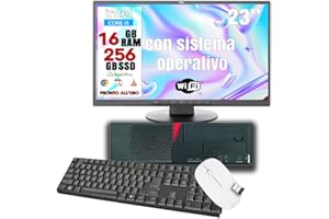 BETAZON Postazione PC COMPLETA, Processore i5, Ram 16Gb, SSD 256Gb, Wi-Fi, sistema operativo attivo a vita - Pronto all'uso con programmi installati - Tastiera, mouse e MONITOR 23" RICONDIZIONATO
