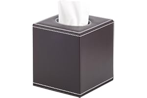 XNONE Portapañuelos de Papel in Cuero,Cuadrado Caja de Pañuelos de Papel,con Fijación Magnética,Servilletero para la Oficina en Casa,Decoración de Coche Automotive,Marrón