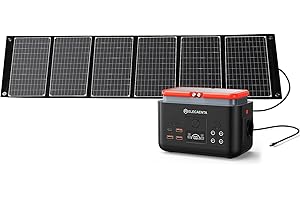 ELECAENTA Estación de Energía Portátil 200Wh con Cargador Solar Portátil 60W, Acumulador Portatil Energía LiFePO4 Batería de Reserva para Camping y Emergencia