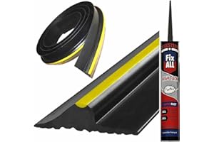 Dotty Deals Universal Garage Door Seal Strip - DIY Rubber Weather Seal Excluder - 7FT + Adhesive