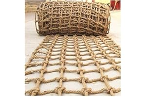 WANROMJUN Filet De Protection Pour Enfants, Filet De Corde En Maille De Chanvre Rétro Pour Balançoire Hamac Balcon, Filet De Corde De Grande Taille Pour Aire De Jeux ( Color : Jute , Size : 1Mx1M(3.3FTx3.3FT) )