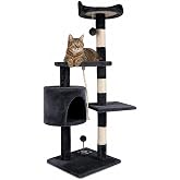 Cat Scratching Tree | 3 Heights with Shelter and Tower with Platforms | Sisal Rope | Large Cat Climber Toy | 116 x 40 x 40 cm