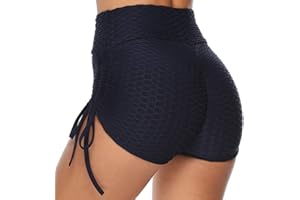 Famulily Women's Yoga Leggings Honeycomb Texture High Waisted Tie Dye Scrunch Booty Shorts Ruched Butt Lift Athletic Running Shorts S-XL