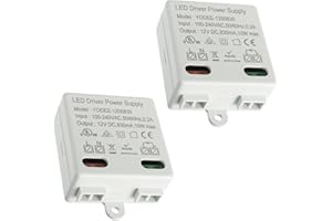 EPLZON 12V DC 10W Mini Transformer LED Driver - Power Supply for LED Lights and Other Power Supplies - Small, Flat - No Minimum Load Requirements (2 pcs)