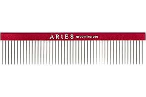ARIES SOLUZIONI NATURALI Pettine Cane Gatto Per Pelo Lungo e Corto in Acciaio Inossidabile Con Punte Arrotondate Per Animali Domestici 20cm Grooming Pro Aries