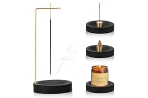 NAKUTITA 2-in-1 Räucherstäbchenhalter, Handgefertigte Holz Basis Räucherstäbchen Halterung Modernes Design mit Kegel Spule, 9 Loch Incense Holder Räuchergefäß für Home Office Decor Yoga Meditation (Schwarz)
