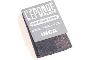 INGA - 2 X Eponges Plates Réutilisables Lavables - Passent Partout, Très Efficaces, Ne Rayent Pas - Face Grattante et Face Absorbante - Fabriquée en Europe - Éponge Plate Qui Dure 2 Ans