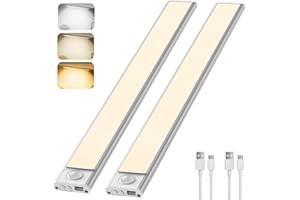 BOOTEEK 30CM Lampe de Placard LED Détecteur de Mouvement, Sans Fil Lampe LED Rechargeable USB, 3Modes d’Éclairage Veilleuse, Magnetique Reglette LED Cuisine Lumiere pour Escalier Armoire