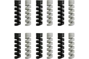 ROWWAIT 12pcs Charger Cable Saver Protectors Sleeve,Silicone Cord Saver Cable Wire Protector Flexible Spiral Cable Protector Sleeve,Suitable for Phones Laptops Data Spiral Cable Protector Sleeve,2 colors