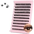 FANDIQ Cluster Lashes,120pcs DIY Eyelash Extension D Curl Fluffy Individual Clusters 8-16MM Mixed Reusable Russian Cluster Eyelash Extensions at Home(D04)