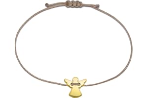 Selfmade Jewelry Bransoletka damska, anioł stróż, złota ręcznie wykonana makrama, łańcuszek na rękę z aniołkiem, w zestawie opakowanie prezentowe, Größenverstellbar bis 21cm, Metal, Bez kamieni