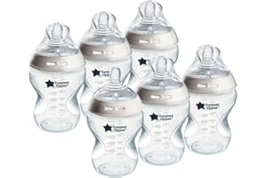 Tommee Tippee - Natural Start Anti-Kolik-Babyflaschen 260ml, brustähnlicher Sauger, Anti-Kolikventil, selbst sterilisierend, Zubehör, 6er-Pack