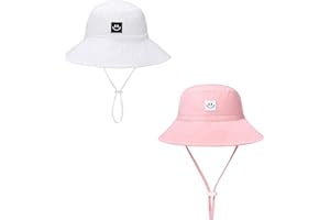HSYZZY Cappello da sole per bambini con faccina sorridente UPF 50+ cappello da pescatore protettivo per il sole bello cappello da spiaggia per bambino ragazza ragazzo berretto regolabile