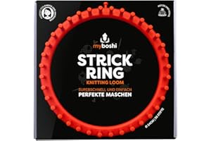myboshi Strickring inkl. Strickhaken, Garnnadel und Anleitung, 24 cm Durchmesser, 36 Stifte, seitlicher Stift zur Fixierung, für Kinder und Anfänger Orange 1 Strickring