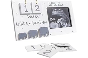 AUTUUCKEE Baby Scan Photo Frames with Countdown Calendar and Changeable Mats, Baby Sonogram Picture Frame Countdown Weeks, Ultrasound Photo Frame for Baby Announcement(pregnancy gift)