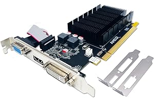 ‎QTHREE QTHREE Radeon HD 5450 Grafikkarte, 2 GB, GDDR3, 64 Bit, DVI HDMI VGA, Low Profile, PCI Express x16, Grafikkarte für PC, GPU, DirectX 11, unterstützt 2 Monitore