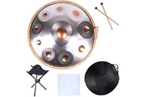 TFECOM Handpan Drum Instrument In D Minor 22 Inches D3 A Bb C D E F G A Steel Hand Pan Drums, With Handpan Bag, Drum Tripod, For Professional Audio Production (Size : 10 Notes)