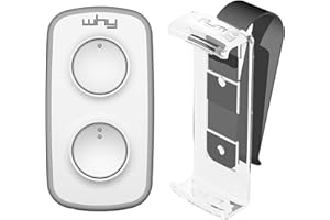 WHY EVO MINI Telecomando rolling code multifrequenza da 280 a 868 mhz con Visor Clip, apricancello autoapprendente programmabile, radiocomando ad ampio raggio con 4 pulsanti, bianco Pure Grey