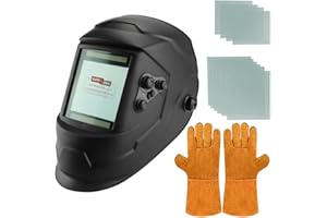 ANESTY Welding Helmet Auto Darkening Solar Powered Welder Helmet with 4 Independent Shade Filter Sensor,Large Viewing Screen Anti Fog Welding Mask for Mig Tig Arc Grinding [10 x Replacement Lens]