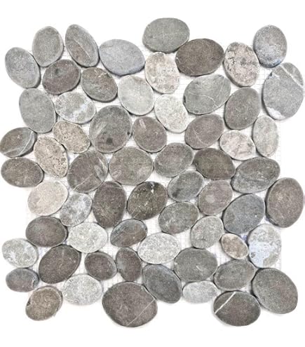 Mosaikfliesen Flusskiesel – Dunkelgrau/anthrazit, Gewölbte Kiesel, 315x315 Mm Matte (0,1 M²), Für Wand & Boden