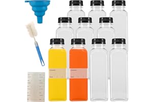 YUKAIWN 10 Stk 400ml Shot Flaschen zum Befüllen, Leere Plastikflaschen zum Befüllen, Wiederverwendbare Kunststoff Smoothie Saftflaschen zum Befüllen Transparent für Kühlschrank Juicer Shots Wasser Milch