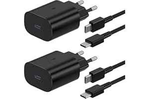 GYUSITY 2er-Pack USB C Ladegerät, Schnellladegerät Samsung 25w mit 2M Kabel, Ladekabel USB C mit Netzteil,Typ C Schnellladegerät, Fast Charger für Samsung Galaxy S23/S22/S21/S20/10,Ultra, A53 5g,A52(Schwarz)