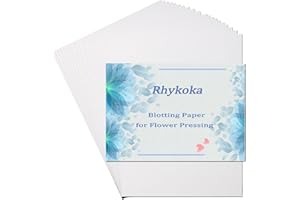 Rhykoka Carta assorbente per pressa per fiori, 20 fogli 20 x 26 cm, carta per erbario grande, altamente assorbente e riutilizzabile (20 x 26 cm)