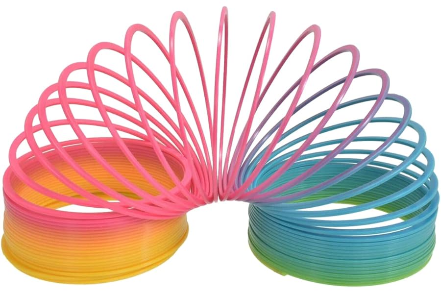Magic Rainbow Spring Coil 7.5cm x 6.5cm Colourful Stretchy Bouncing Fidget Toy Ideal Kids Parties Gifts Party Bags Prizes, Perfect Sensory Toys for Autistic Children (7.5cm Magic Spring 1 Pack)