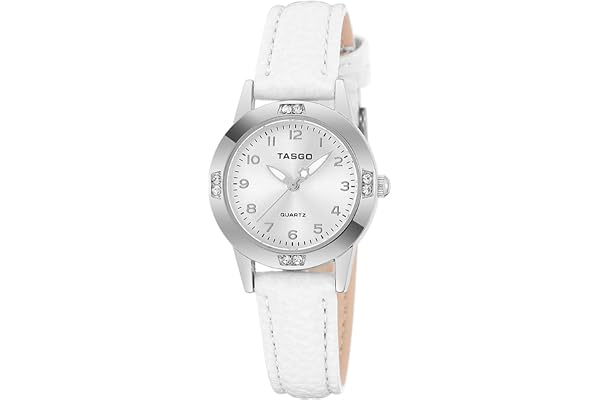 TASGO Dam läder kvartsur lättläst klocka med diamant lysande vattentät mode armbandsur för kvinnor damer flickor